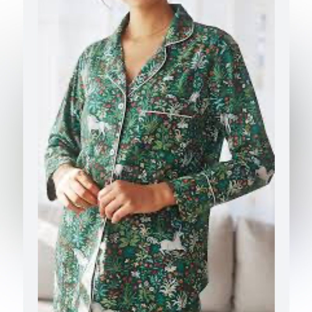 Printfresh Unicorn Garden Pajama Shirt Juniper Green Organic Cotton Top Only-1X